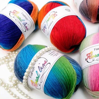 Wool Wholesale Sections stained Rainbow line Gradient color Wool Decor Knitting line Hand hat Scarf Line