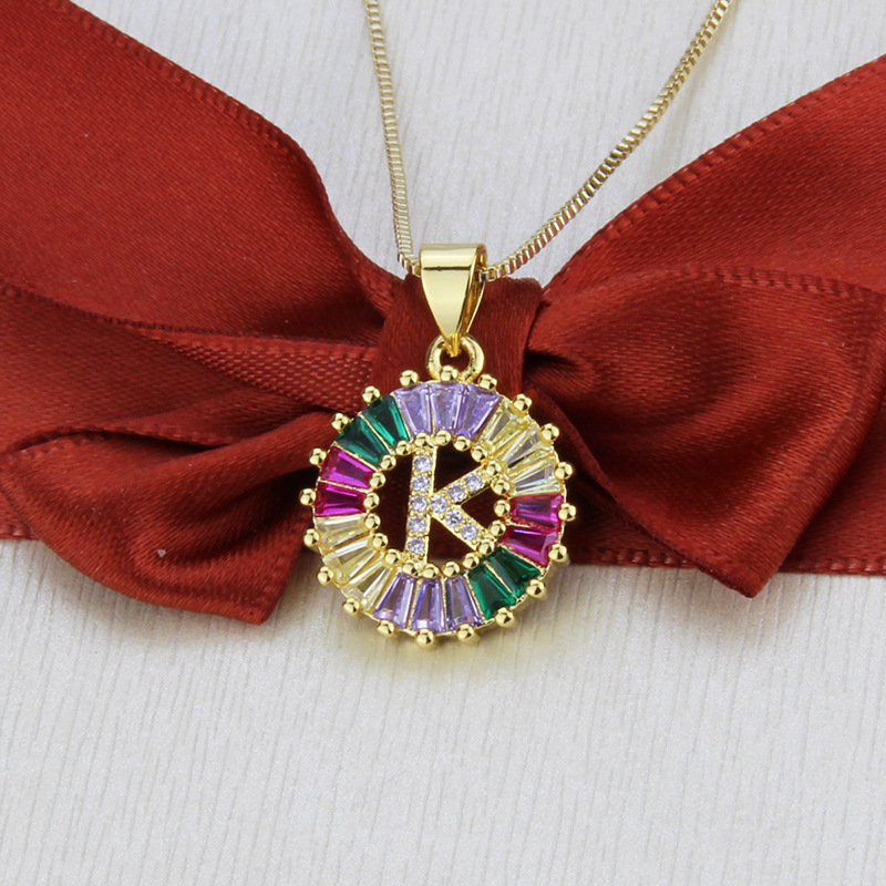 New Diamond Diamond Zirconium 26 Letter Necklace Simple Zircon English Pendant wholesale nihaojewelr