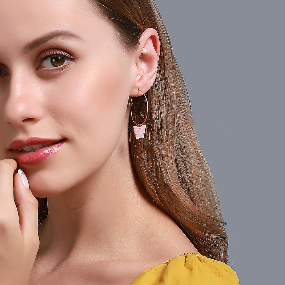 Acrylic earrings, for import, European style, simple and elegant design