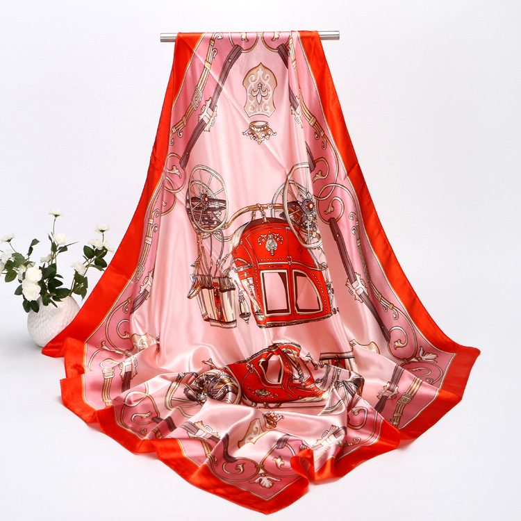 Pañuelo de satén estampado para mujer pañuelo cuadrado de seda_voghion.com