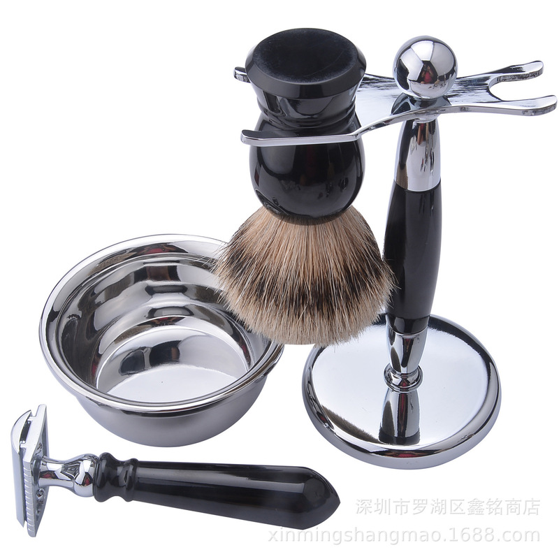Factory wholesale two-way hair beard brush suit Shaver suit men's gift razor Holder