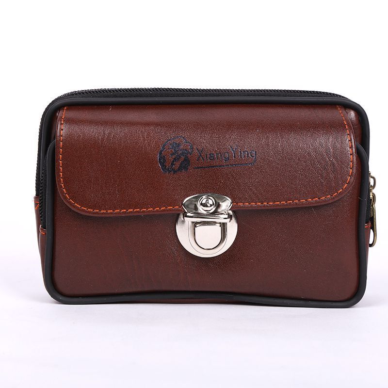 Stall selling new men's double-layer wallet PU horizontal and vertical mobile phone waist bag 6.3 inch mobile phone bag
