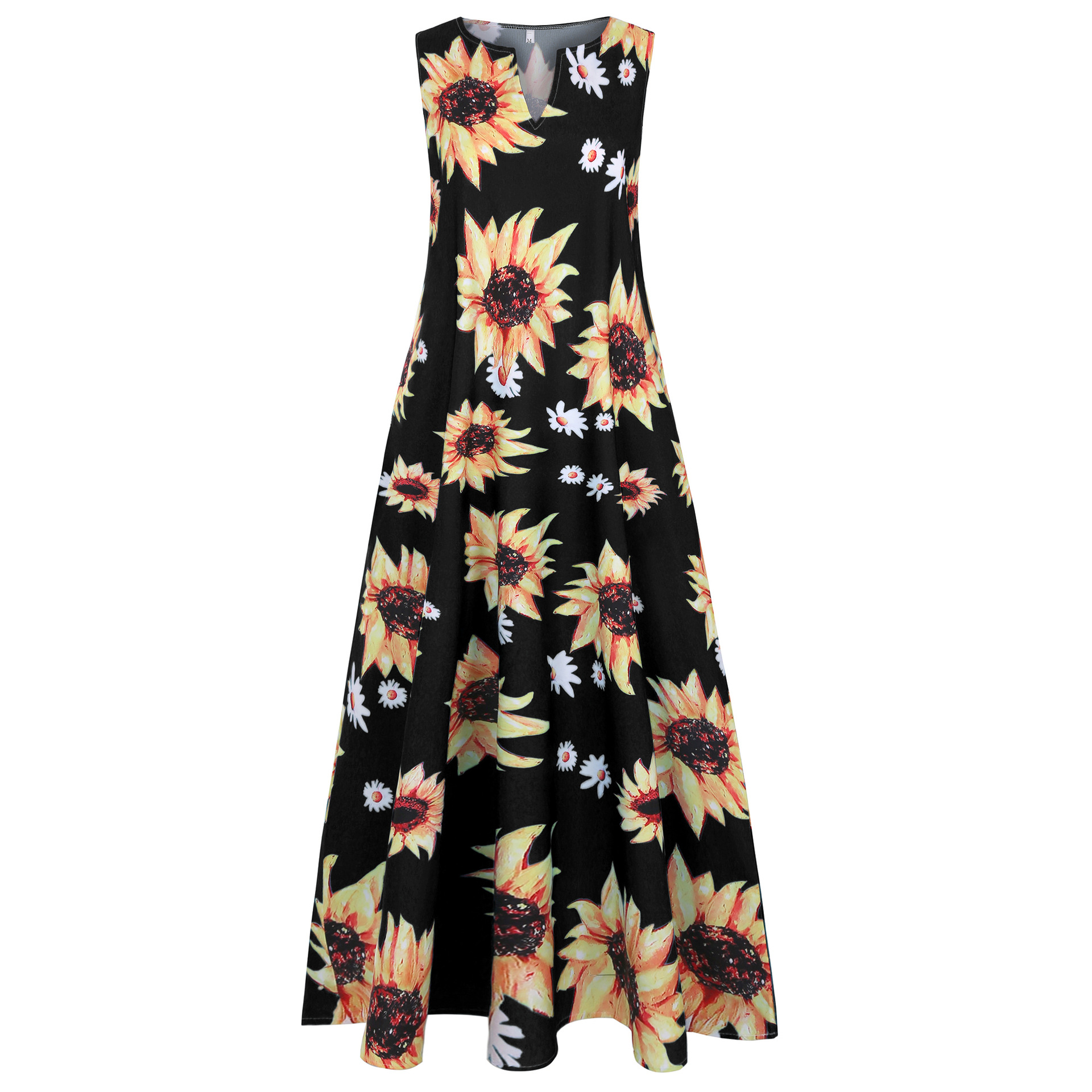 new fashion new sunflower print dress sleeveless long dress NSYF1141