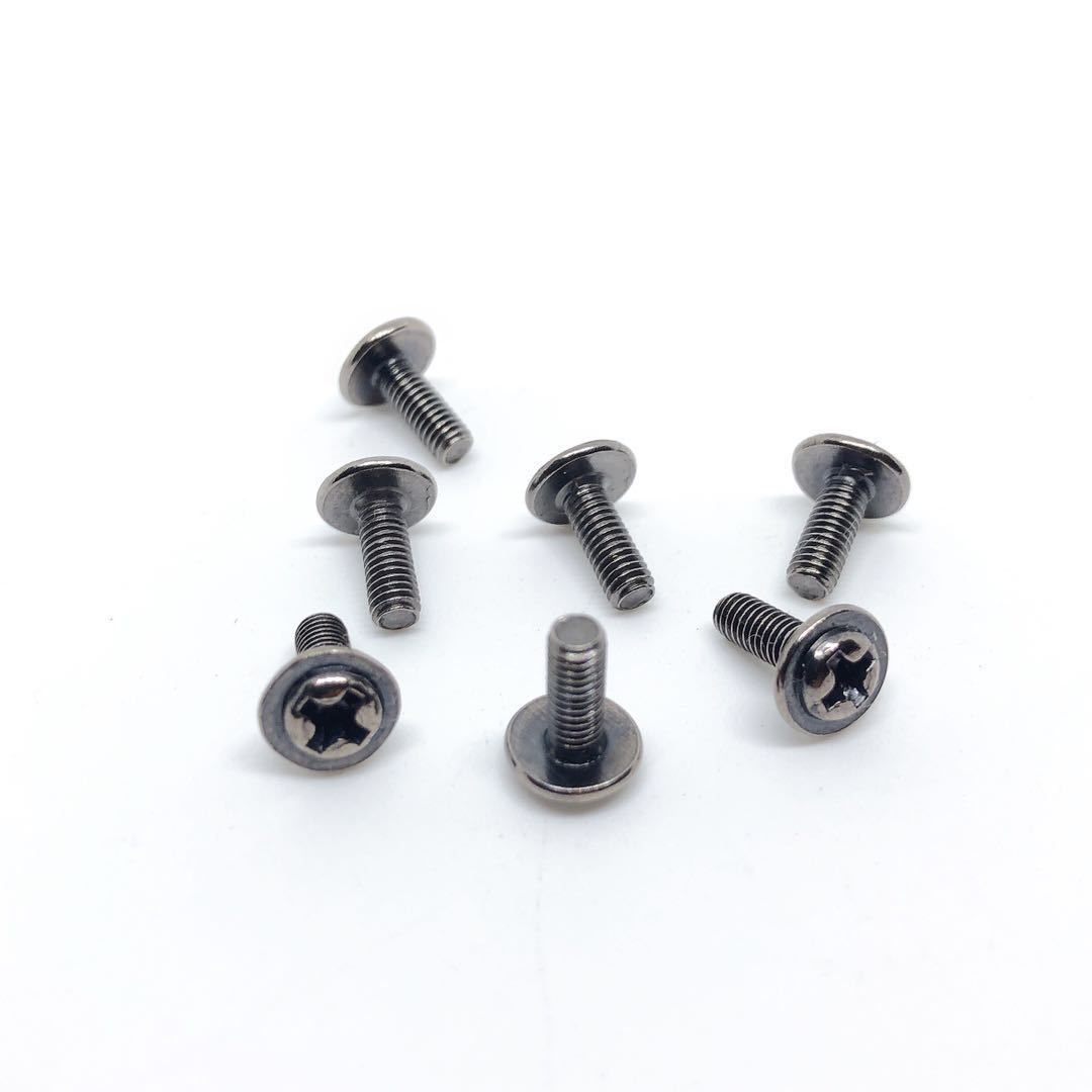 PWM4*8带介机丝镀黑镍元头十字带介机螺钉带垫机丝半圆头带介螺丝