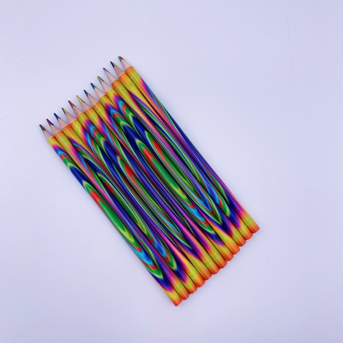 Four-color same-core colored lead pencil wooden triangular pole colored pencil children's painting rainbow lead pencil foreign trade cross-border