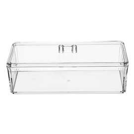 单层透明长方形收纳美妆笔盒/珠宝饰品盒/糖果收纳盒/化妆棉盒
