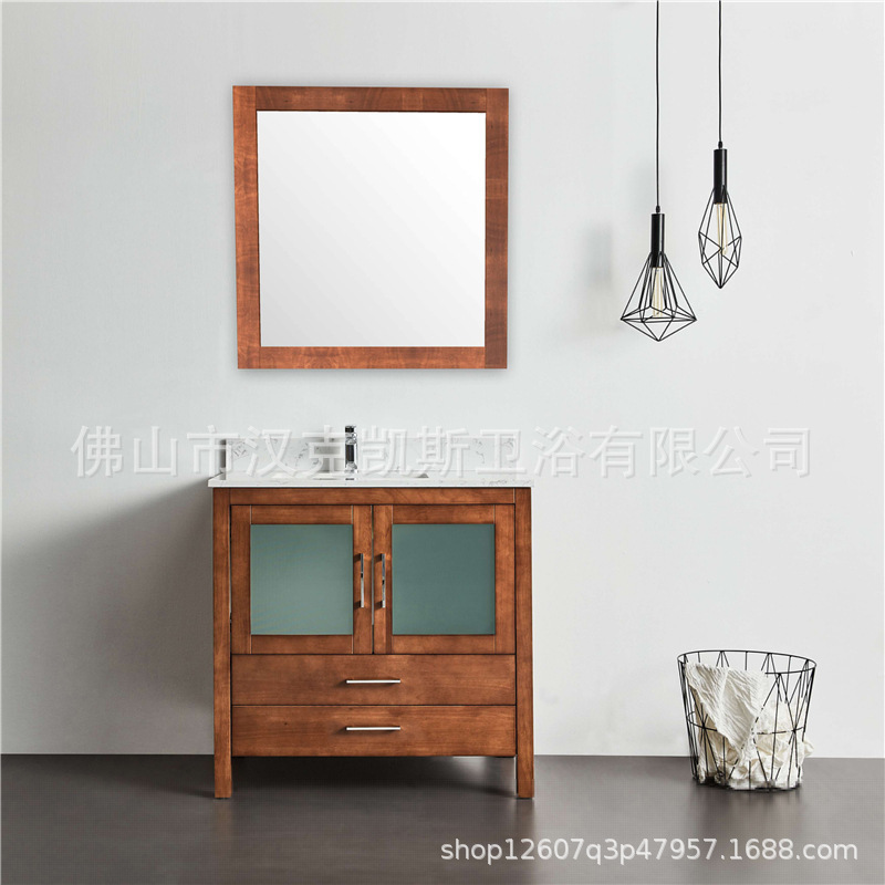 Modern Simple Floor Bathroom Cabinet Intelligent Mirror Cabinet Combination Washstand Toilet Wash Basin Solid Wood Bathroom Cabinet