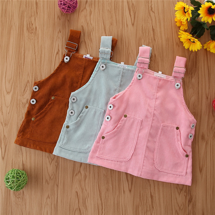 2020 Girls Summer thin versatile corduroy strap dress ins children's clothing simple wind belt skirt