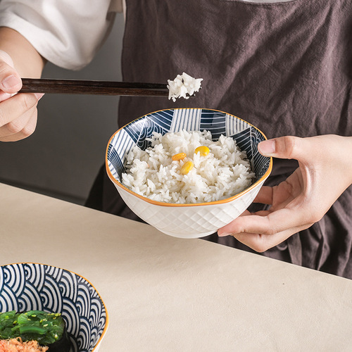 日式碗和风家用5英寸饭碗米饭碗陶瓷碗餐具个性创意拉面碗甜汤碗