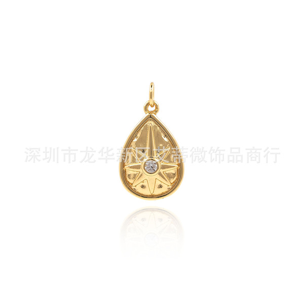 Copper pendant with zircon drop-shaped