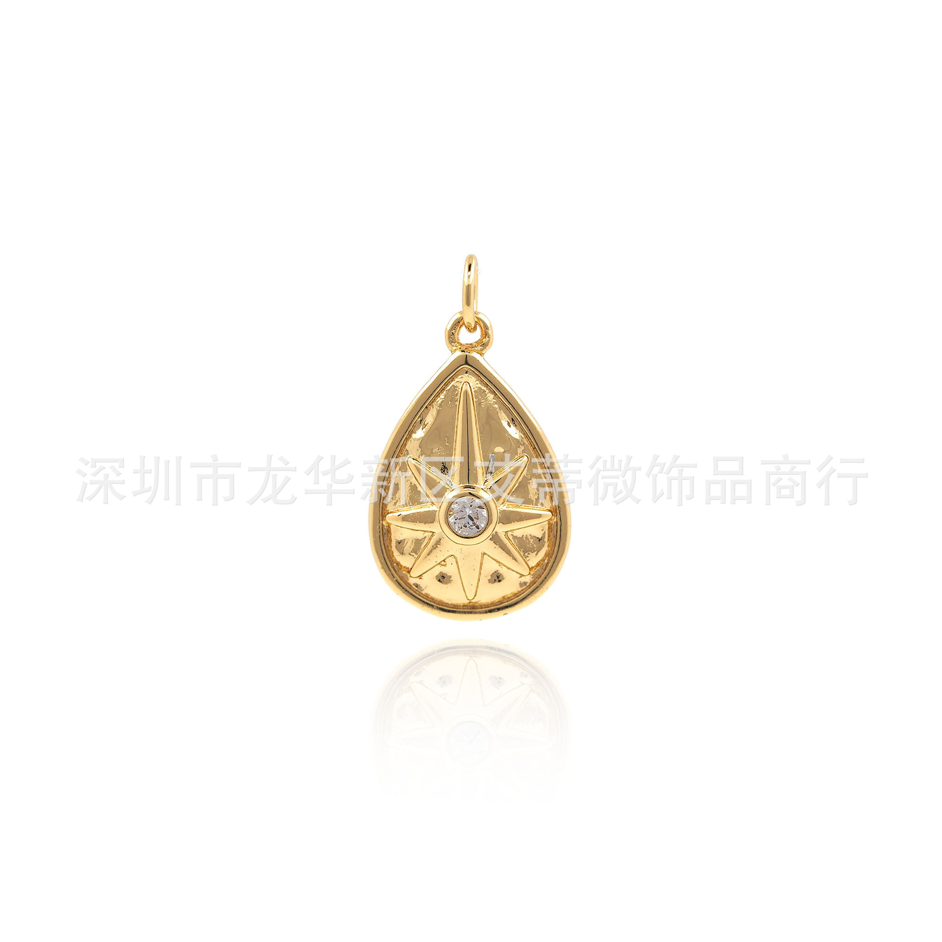Copper pendant with zircon drop-shaped