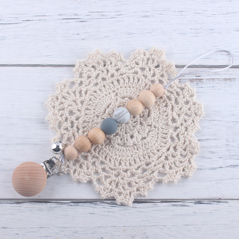 Baby Beech Cadena de chupete de silicona Cadena de molienda de dientes de bebé calmante cadena anti-caída cadena anti-perdida con Bell