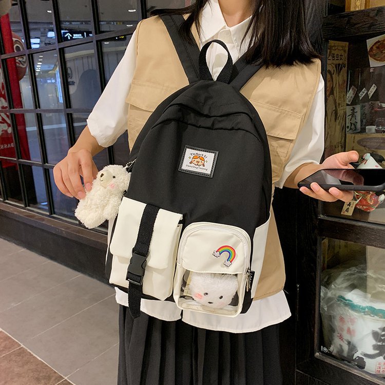 Korean Student Hit Color Backpack Soft School Bag display picture 112