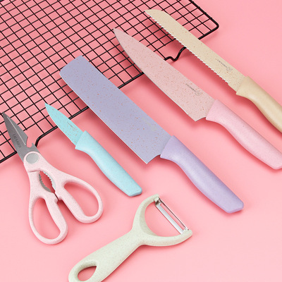 goods in stock wholesale wheat stalk 6 sets Stainless steel tool suit Gift knife Kitchen knife sets Fruit knife kitchen knife