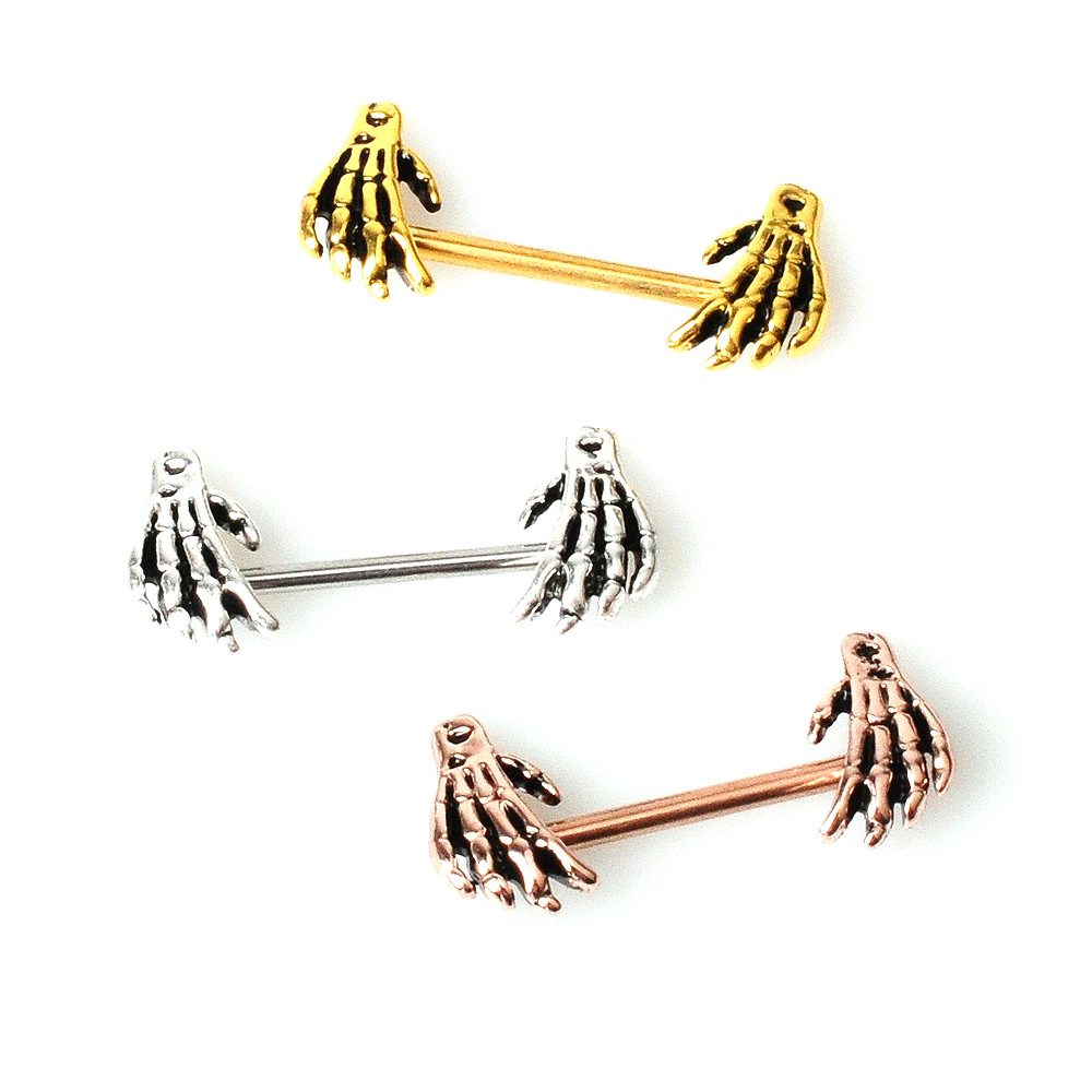 Fashion electroplating skull hands copper nails stainless steel piercing jewelry