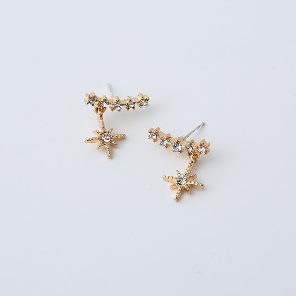 Fashion Golden Simple S925 Silver Needle Earrings Alloy Earring Exquisite Geometric Diamond-studded Snowflake Earrings Wholesale Nihaojewelry display picture 4