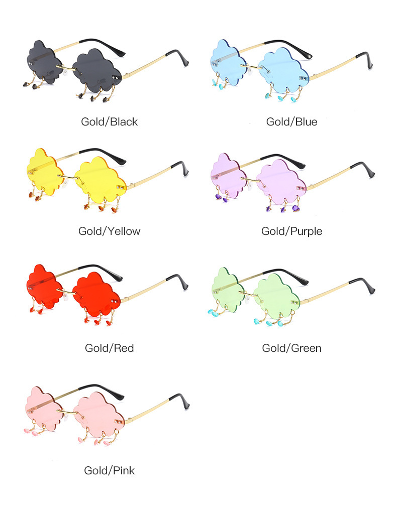 45g Weight Fashion Style Purple, Green, Gold, Black Color Fashion New Frameless Raindrop Ocean Film Cloud Sunglasses For Women 2