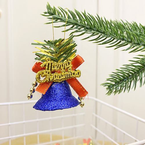 圣诞彩色铃铛挂件圣诞树装饰品大号小号彩色粘粉铃铛塑料铃铛批发