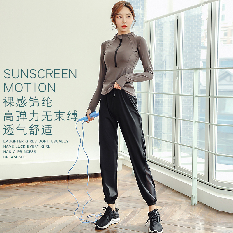 Yoga Suit Women's Spring and Autumn New Sweatshirt Long-sleeved Loose Gym Running Large Size Pilates Sportswear for Chubby Girls