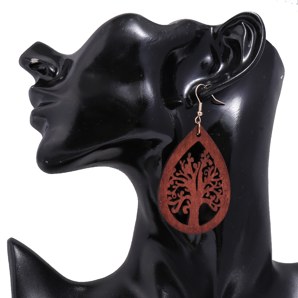 fashion creative wood hollow water drop earringspicture5
