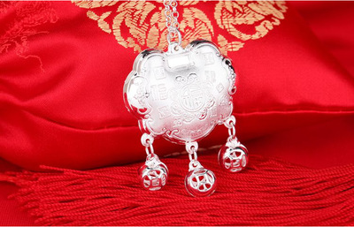 baby Silver bracelet Foot Silver 99 Longevity lock Children's Day gift Child full moon Bracelet men and women baby Silver ornament