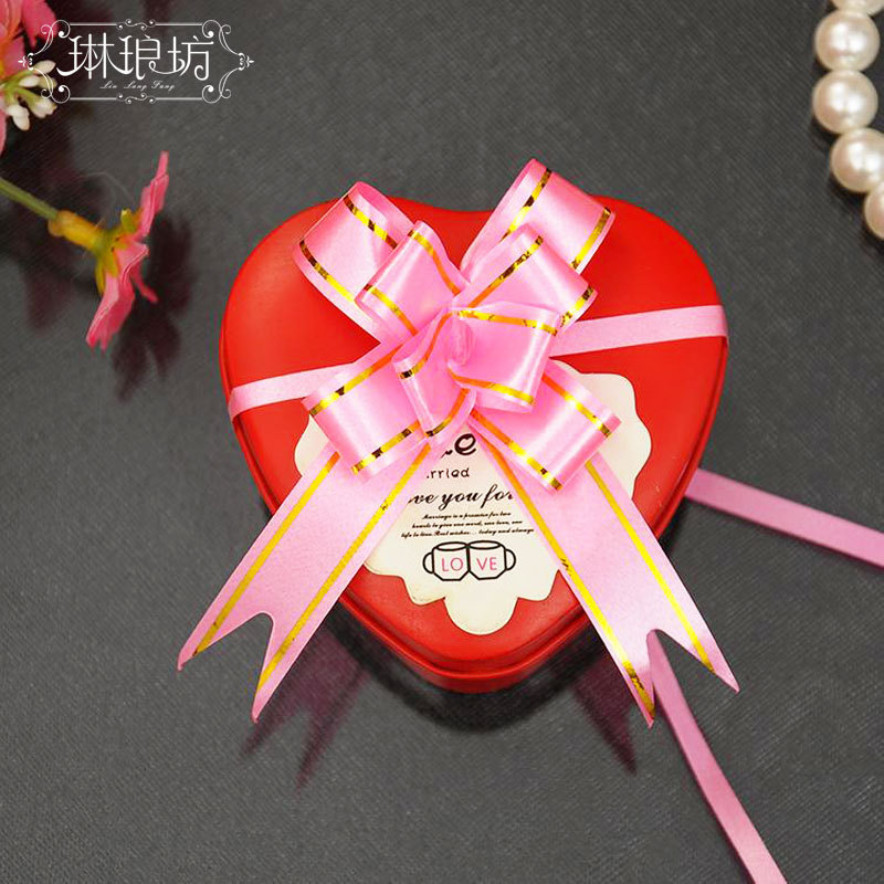 1,8 tamaño pequeño bowknot guirnalda borde dorado guirnalda bowknot impresión cinta de plástico guirnalda decoraciones 10 unidades