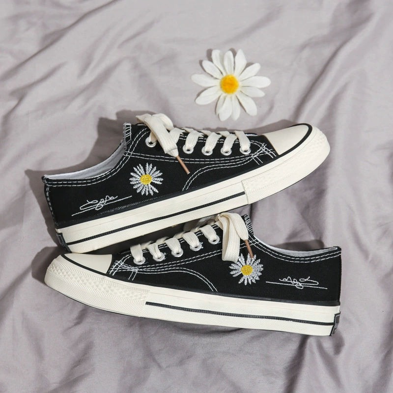 Весенне-осенние парусиновые туфли с ромашками, Женская универсальная модная повседневная обувь для досок в Корейском стиле, 2022