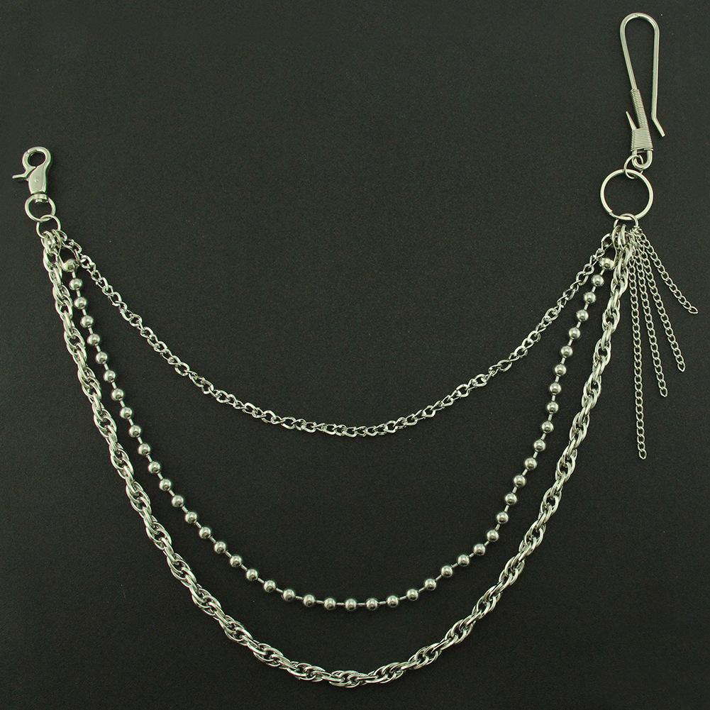 INS Rock Hip-Hop Herrenhose Punk Street Disco Dekoration Anhänger Metall Dreilagige Taillenkette_voghion.com