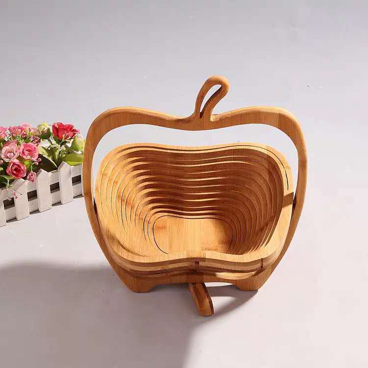 New bamboo fruit basket, folding fruit basket, fashionable and creative bamboo basket, fruit basin, bamboo and wood craftsmanship detail image 3