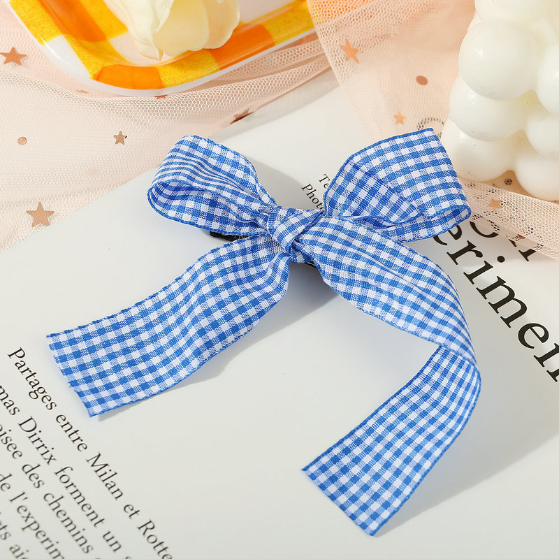 Candy Color Plaid Bow Hairpin Cute Bangs Clip Hairpin Side Clip Wholesale Nihaojewelry display picture 8