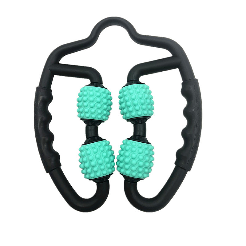 Masajeador de anillo Yoga rodillo de masaje de 4 ruedas muslo relajación muscular masaje de espuma palo clip de pierna masajeador