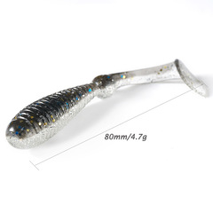 新品雙色t尾軟餌路亞餌T尾軟蟲魚形軟餌仿生餌8cm/4.7g鱸魚專殺