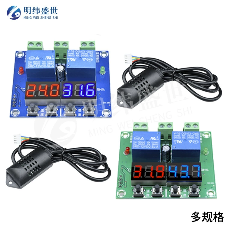 Регулятор температуры и влажности цифровой дисплей термостат с двумя выходами автоматическая панель управления постоянной температурой и влажностью синий/зеленый элемент платы