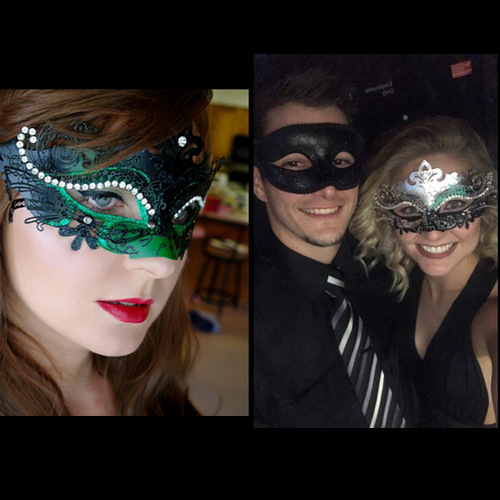 Gold powder metal diamond-encrusted iron art dance mask half-face adult female princess Halloween props stage performance supplies