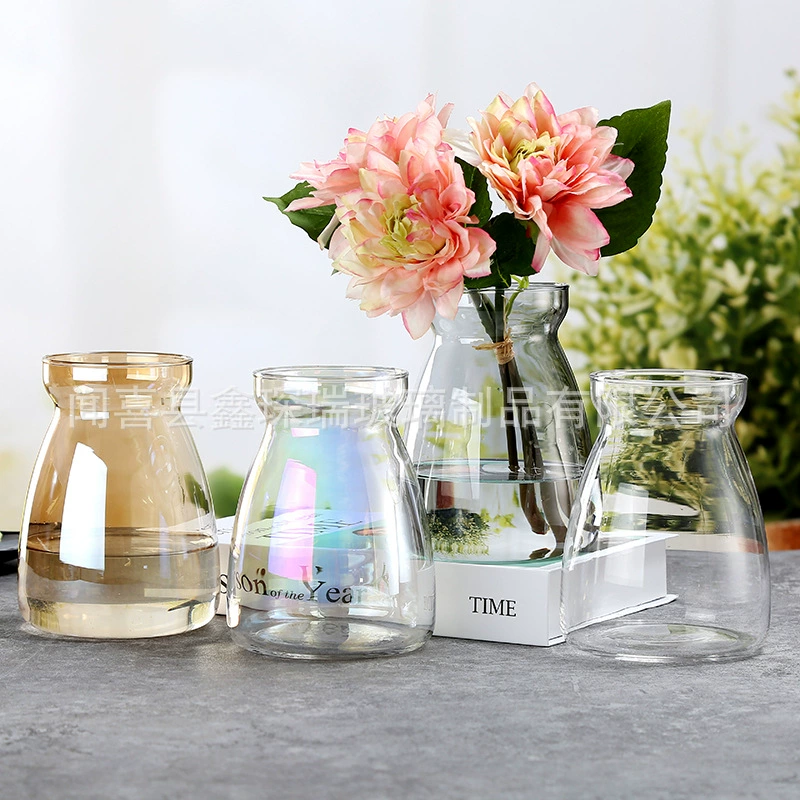 Скандинавская Гальваническая стеклянная ваза для интернет-знаменитостей, водные креативные цветы, организация цветов, гостиная, рабочий стол, ПРОСТАЯ ПРОЗРАЧНАЯ Бытовая ваза для цветов