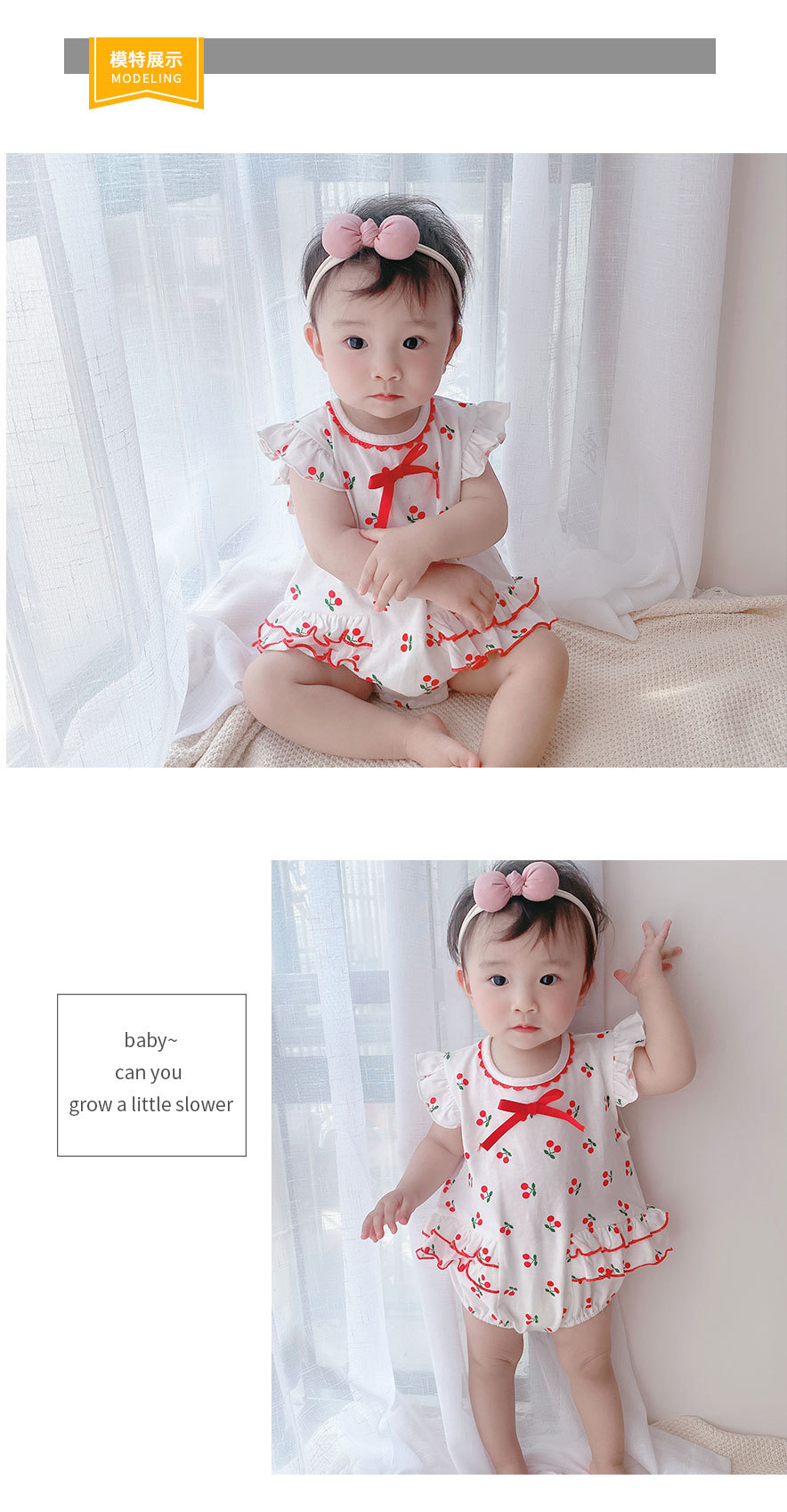 Summer New Baby Girl Baby 0-2 Years Old Cherry Printing Comfortable Robe Wholesale Nihaojewelry display picture 9