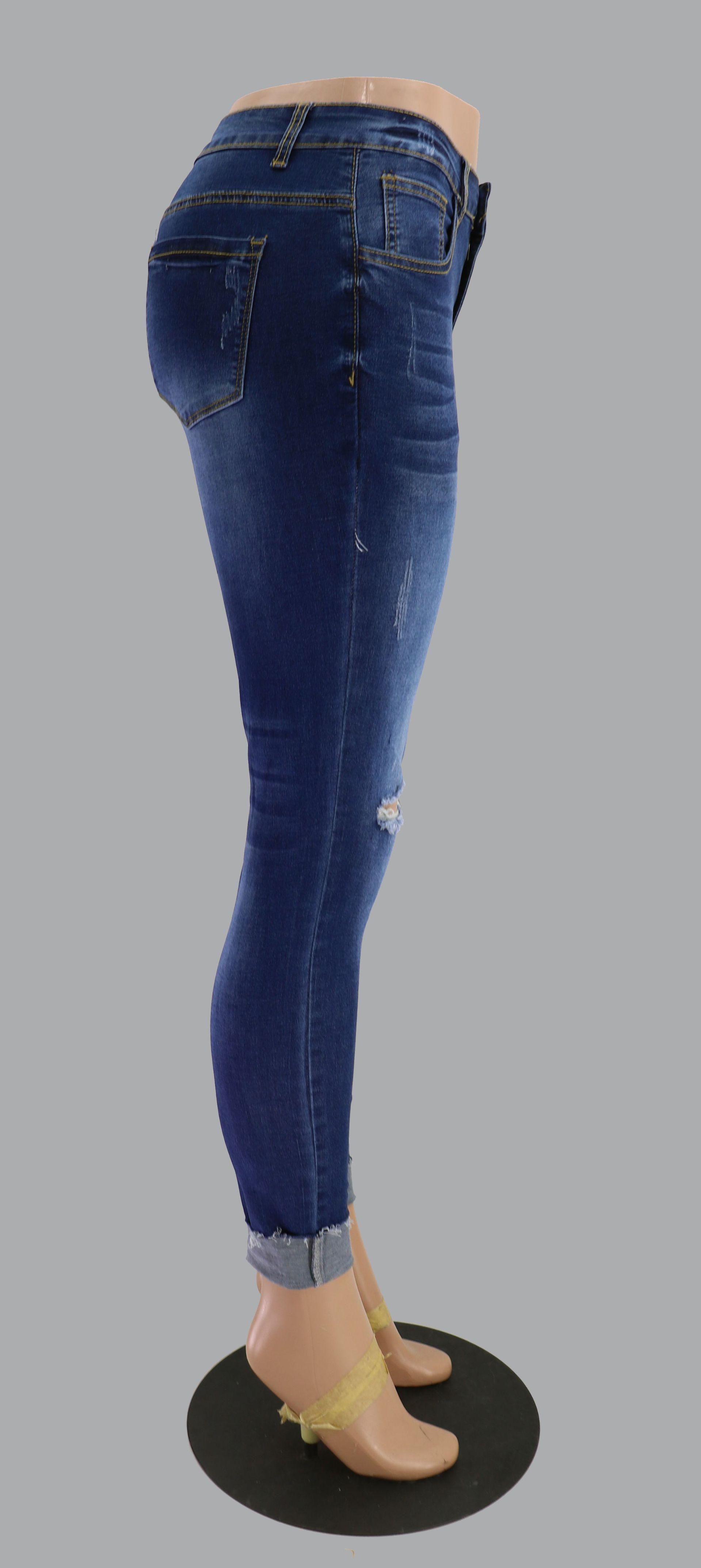 Women's Straight Cropped Jeans Torn Distressed Denim Casual Trousers_voghion.com
