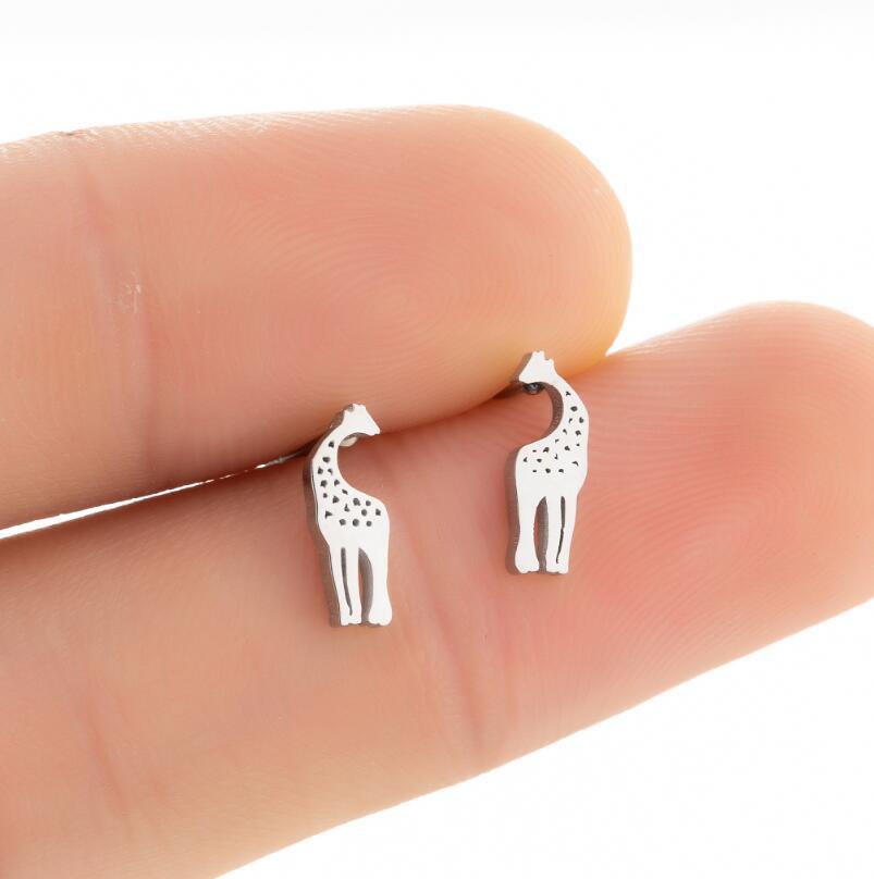 1 Paire Mode Girafe Acier Inoxydable Placage Boucles D'oreilles display picture 5