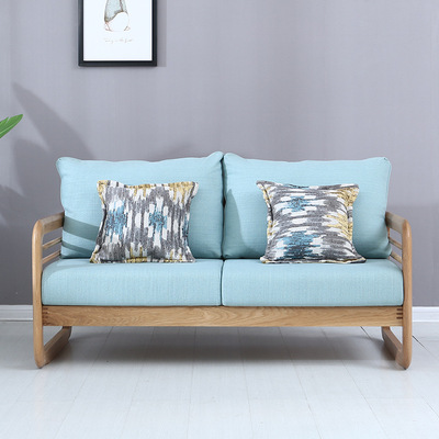 All solid wood sofa White oak Handrail Single Double a living room Sofa Set Log Fabric art sofa