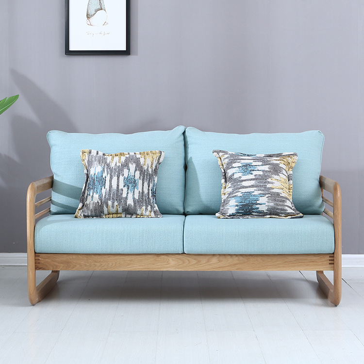 All solid wood sofa White oak Handrail Single Double a living room Sofa Set Log Fabric art sofa