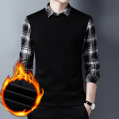 winter man Warm clothing False two sweater Sweater Chaopai thickening Korean men's wear leisure time new pattern jacket