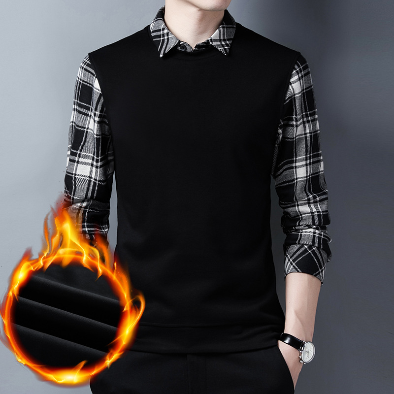 winter man Warm clothing False two sweater Sweater Chaopai thickening Korean men's wear leisure time new pattern jacket