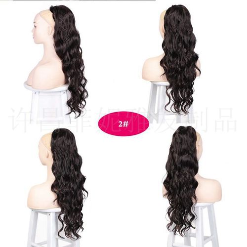 Wig African large curly wig ponytail hair extension for women Stretch net big wave wig ponytail hair synthetic fiber horsetail