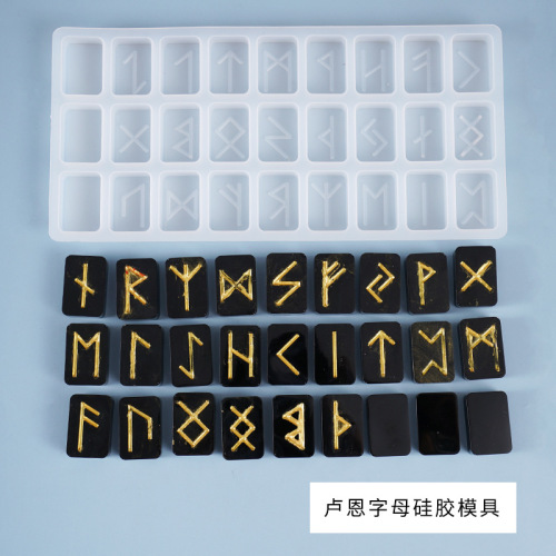 Poppy diy crystal glue mold rune letters creative personality energy symbol silicone mold