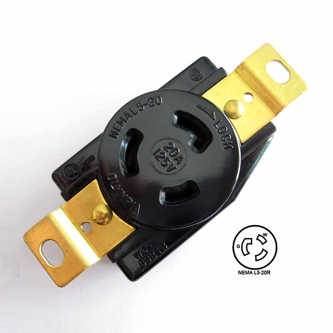 NEMA 20A 125V防脱落L5-20 发电机插座美规WJ-6321B半导体接头