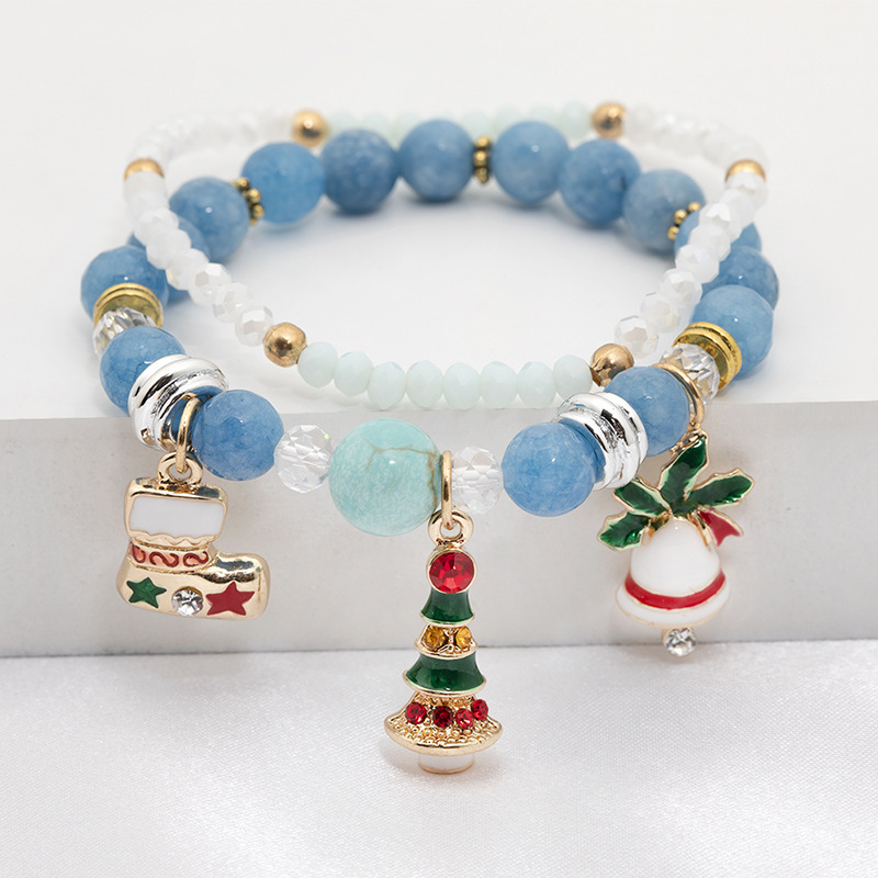 Bisutería Mayoreo Árbol De Navidad Calcetines De Papá Noel Colgante Conjunto De Pulsera Con Cuentas Nihaojewelry display picture 8