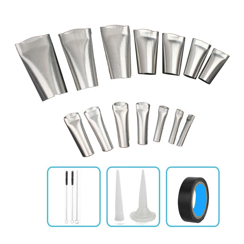 厂家直销不锈钢胶嘴14件套打胶玻璃胶枪胶嘴鸭嘴型胶嘴结构胶门窗