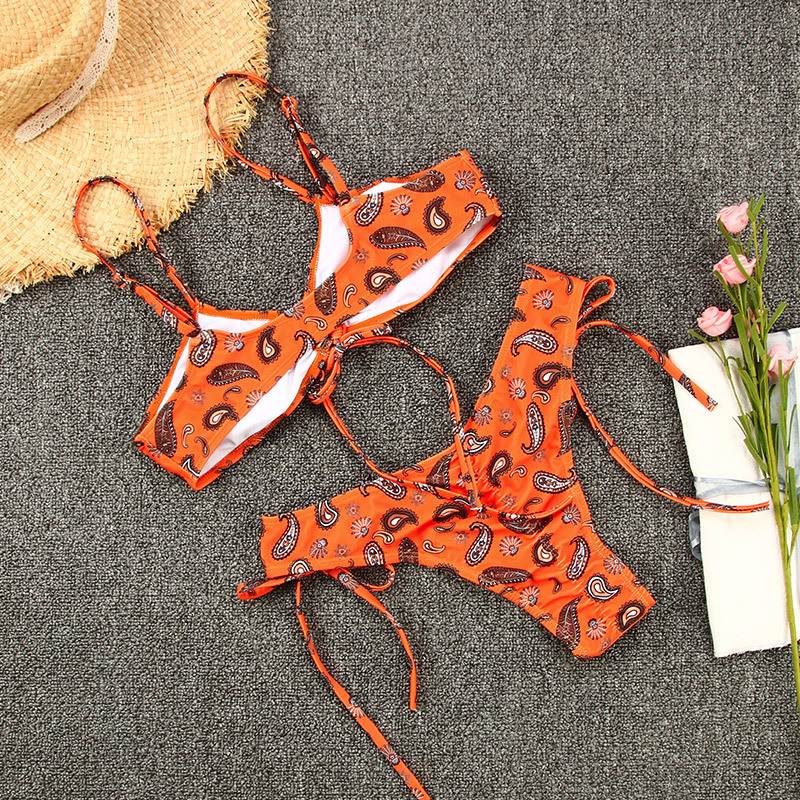Front view of the bikini top with string ties