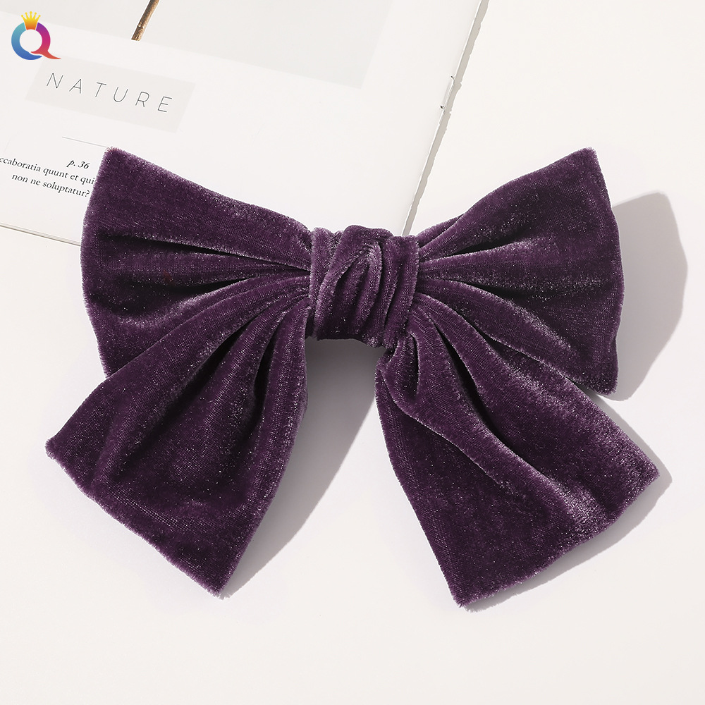 Candy Color Velvet Big Bow Hair Clip display picture 7