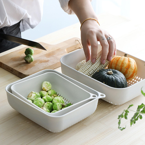 A3006 plastic drain basket kitchen sink three-piece set household vegetable basket creative fruit basin vegetable basket